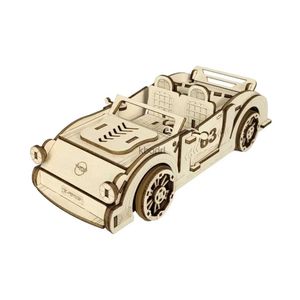 Инструменты для рукоделия 3D деревянные головоломки со спортивными автомобилями Детские механические конструкции Создайте свою собственную 3D деревянную головоломку DIY Race Convertible Модель автомобиля в подарок YQ240119