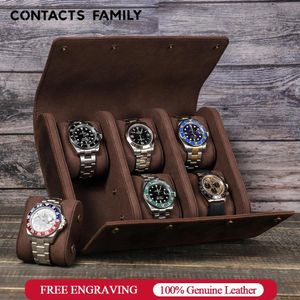 Watches Genuine Leather Watch Box Display Case for 6 Watches Storage Watch Organizer Holder Men Watches Roll Pouch Exquisite Jewelry Box