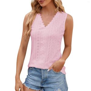 Women's T Shirts Fashion Solid Color V-neck Lace Patchwork Loose Sleeveless Vest Top Reviews Many Clothes Official Store Ropa