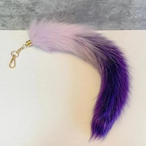 Keychains 40cm Fluffy Tail Pendants Keychain Faux Fur Pom Key Chain Charm Bag Car Ring Gift Jewelry