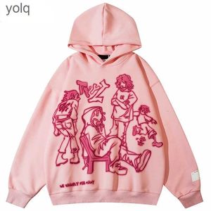 Women's Hoodies Sweatshirts 2022 Mens Womens Streetwear Pink Hoodie Sweatshirt Funny Cartoon Graphic Autumn Harajuku Anime Hip Hop Hooded Pulloveryolq