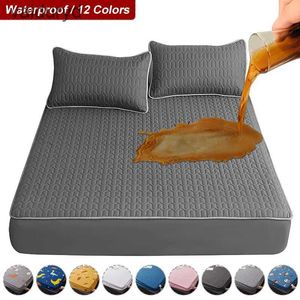 Sängkläder sätter vattentät elastisk säng täckning säng ark pad protektor madrass täcker mjuk drottning kung fast färg latex matta täckning 150/160/180x200vaiduryd