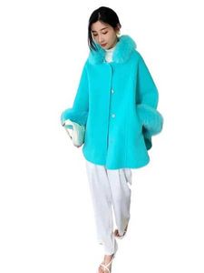 Womens Fur Coat 2023 New Arrivals Wool Cape Fashion Cashmere Poncho Lady Real Cloak Streetwear Shawls 4LUTI