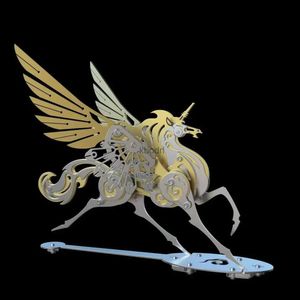 Candle Holders Diy Metal Unicorn Winged Horse Model Kit 3D Puzzle Meanical Fairy Beast Series Assembly Toy 3D Model Kits For Adults YQ240123