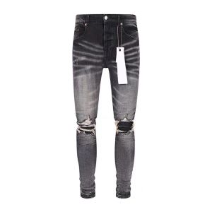 Męskie dżinsy w trudnej sytuacji motocyklowy motocykl Jean rock chuda szczupła rozerwana dziura najwyższej jakości marka Hip Hop Denim Spodnie 28-40 859193730