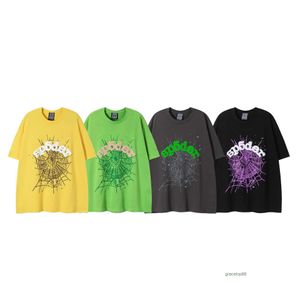 Spider Web Men's T-shirt Designer Sp5der Women's t Shirts Fashion 55555 Short Sleeves Young Thug's Same Classic Print Hip Hop Rap Popular 84b0