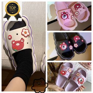 Hot selling summer outdoor soft sole cartoon graffiti slippers women's beach sandals casual shoes white purple pink bear flowers