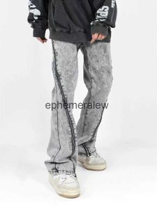 Мужские джинсы Джинсы Уличная одежда Старые потертые хип-хоп мешковатые джинсы на молнии для мужчин и женщин Новый модный тренд Панк-американские повседневные брюки Одеждаephemeralew