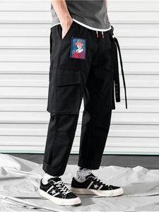 スウェットパンツクールな秋のファッションメンジョガーヒップホップハーレムパンツストリートウェアリボンカジュアルハラジュクズボンブラックジャパンカーゴパンツ男性