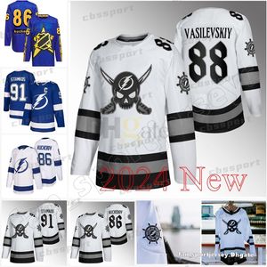 Steven Stamkos Fulmine 2024 Gasparilla Maglia Nikita Kucherov Vladislav Namestnikov Andrei Vasilevskiy Brayden Point Hedman Tampa Bay Colton Killorn Personalizzato