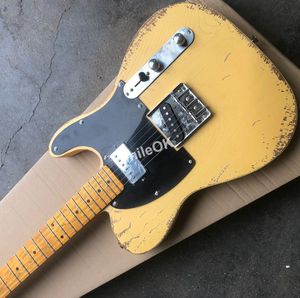 Özel Heavy Relic 52 yaşında versiyon TL elektro gitar, kül gövdesi ve vintage akçaağaç klavyesi 10s yaşlı gitarra