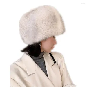Baskenmütze, fabelhafte Mütze aus echtem blauem Fell im russischen Stil, für Damen, Winter, warm, für Damen, Kosaken-Trappermütze