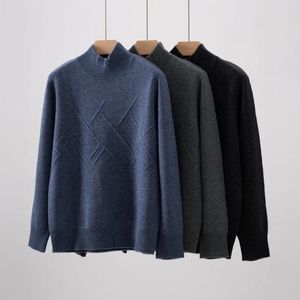 Men's Sweaters Autumn And Winter Half Turtleneck Thickened Cashmere Men Simple Versatile Casual Sweater