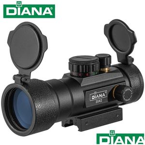 Охотничьи прицелы Diana 3X42 Red Green Dot Sight Scope Тактическая оптика Прицел подходит для рельсовой винтовки 11/20 мм Прямая доставка Спорт на открытом воздухе Dht42