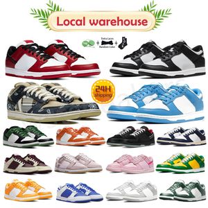 stock in USA Men Women Sneakers Shoes Flat Lows Panda White Black Grey Fog Triple Pink University Blue Red Gold Rose Whisper Active Fuchsia Mens Casual Trainers GAI