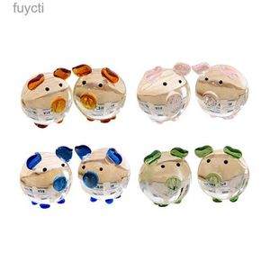 Artes e Ofícios 2 pçs/caixa Casal Lindo Porco Decoração de Casa Bonito Mini Copo de Cristal Amante Piggy Animal Artesanato Conjunto de Presente YQ240119