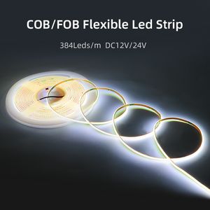 Tiras de LED COB ultrafinas de 3mm 5mm 12V 24V LED Fita leve cortável IP20 flexível para cozinha interna