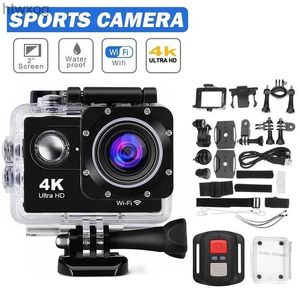 Sportowa akcja kamer wideo 2023 Action Ultra HD 4K Camera Podwodna hełm Wodoodporny ekran Wi -Fi Remot Control Sports Go Video Pro Pro Rejestrator Outdoor YQ240119