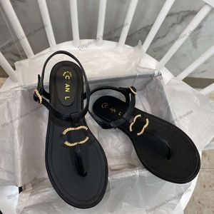 French designer Women Slippers Clip Toe Flat Sandals Summer T Tied Ladies Shoes Beach Casual Woman luxury channel Flip Flops Fashion Female Leather Footwear AA