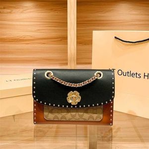 Nowy kwiat kamelii oryginalny skórzany łańcuch crossbody damski High End moda i wszechstronne jedno ramię małe kwadratowe torba 7889