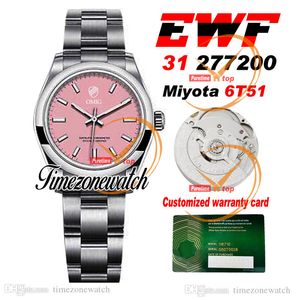 EWF 277200 31MM MIYOTA 6T51自動女性ウォッチピンクダイヤルスティックマーカー904Lスチールケースブレスレットベストエディション同じシリアル保証カードタイムゾーンウォッチEW31D