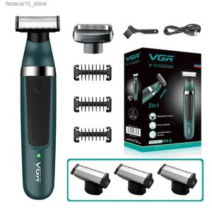 Electric Shavers VGR Electric Shaver Hair Trimmer Professional 2 In 1 Shaver Razor Waterproof Beard Trimmer Household Hair Shaving for Men V-393 Q240119