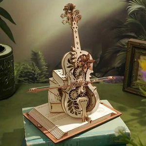 Ferramentas de artesanato 3D de madeira DIY caixa de música puzzle modelos kits ornamentos criança bloco de construção artesanal brinquedo montar mecanismo decoração de casa yq240119