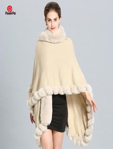 Moda el sanatları kürk ceket cape uzun büyük kaşmir sahte kürk palto pelerin pelerini şal kadınlar sonbahar kış sarar panço7076212