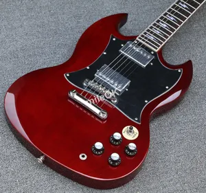 Angus Young Guitar AC/DC Inlaids Cherry Red Dark Rosewood Fretboard China Guitars 악기가 있습니다.