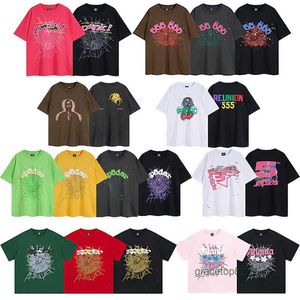 Spider Web Men's T-shirt Designer Sp5der Women's t Shirts Fashion 55555 Short Sleeves Hip Hop Singer Young Thug Same Style Foam Letter High Street Trendy G0gr