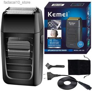 Electric Shavers Kemei 1102 Powerful Rechargeable Electric Shaver Hair Beard Stubble Facial Electric Razor For Men Bald Head Shaving Machine Q240119