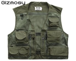 FallGizmosy 2016 Many pockets Outdoor Vest Men Pography Cameraman Casual Vest Hunting Director Reporter Vest Plus Size BN107B1753771