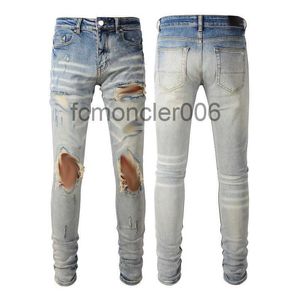 Mens Jeans Klasik Hip Hop Pantolon Stilist Sıkıntılı Yırtık Biker Jean Slim Fit Motosiklet Denim Ag19