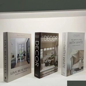 Objetos decorativos estatuetas 3 pçsset moda livros falsos decoração de luxo livro designer sala estar simation entrega gota casa ga dhiv6