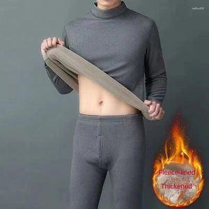 Thermo-Unterwäsche für Herren, Winter-Fleece-Anzug, Stehkragen, kältebeständig, warme Basisschichten, enge lange Unterhosen, Oberteile, 2-teiliges Set