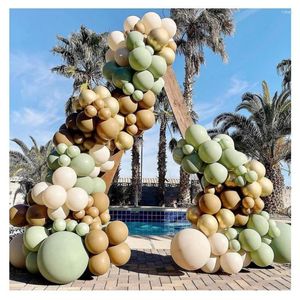 Party Decoration Green Brown Balloons Garland Arch Kit Baby Shower Supplies Set Safari Happy Birthday Decorations Wedding Outside Ornament