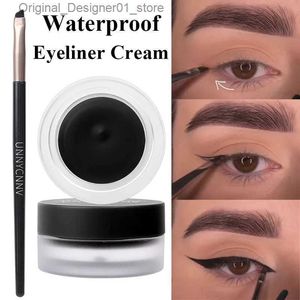 Eyeliner Waterproof Eyeliner Cream z pędzlem makijaż czarny brązowy długotrwały, gładki matowy podkładka do oczu