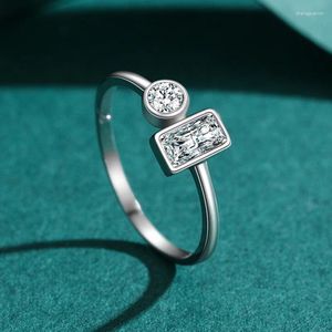 Cluster Rings Cyj European CZ 925 Sterling Silver Square Round Ring For Women Birthday Party Wedding Present smycken