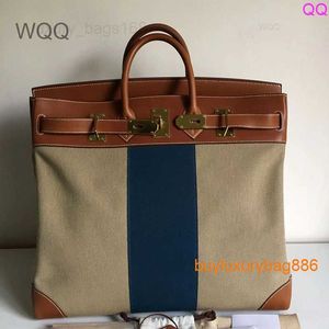 Designer Leather 40 50 Genuine Leather with Canvas Large Capacity Business Trip Luggage Bag Canvas Bag Portable Travel Bag Large Size HB VO5J