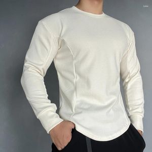 Men's T Shirts Casual Sports Men Basic Tops 2024 Solid Round Neck Training Tee Fashion Man Breathable Long Sleeve Pullover Shirt