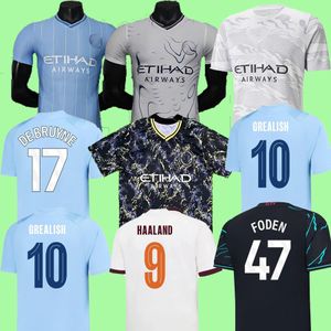 24 25 Melhor Qualidade HAALAND SOCCER JERSEYS GREALISH STERLING MANS CITIES MAHREZ fãs versão do jogador DE BRUYNE FODEN dragon 2023 2024 tops de futebol camisas conjuntos de kits infantis