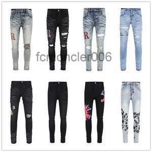 Herren-Designer-Jeans für Hosen, zerrissen, eng anliegend, schmal, Bleistifthose, Marke Para Biker, Schwarz, Blau, Jean-Passform, Motorrad Z8EQ