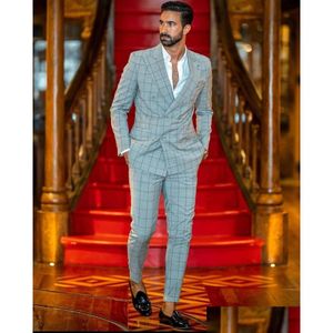 Men'S Suits Blazers Mens Costume Homme 2 Pieces Men Pinstripe Solid Color Veet Coat High Quality Blazer Pants Formal Business Caus Dhs62