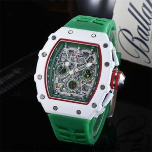 Watch Richardmill Watches Luxury Mens Top Quality Candy Rubber Strap Small Dial Work All Functional Chronograph Quartz Movement Watch Waterproof Montre De Lu X30I