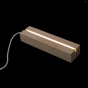 Base de luz da lâmpada de parede cristal noite iluminado expositor madeira artesanato inferior pedestal de madeira led plinto