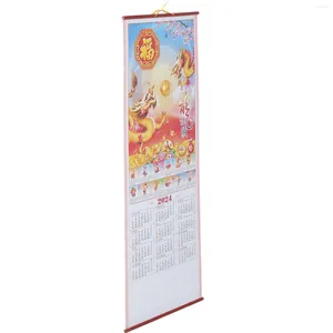 Trädgårdsdekorationer år Dragonkalenderkalendrar 2024 väggplanerare chinoiserie dekor hängande papper årligen kinesisk traditionell