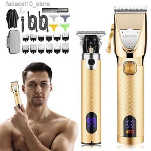Electric Shavers Amuliss 2024 2 In 1 Professional Barber Hair Clipper Set Rechargeble Electric Finish Cutting Machine Beard Trimmer Shaver Set Q240122