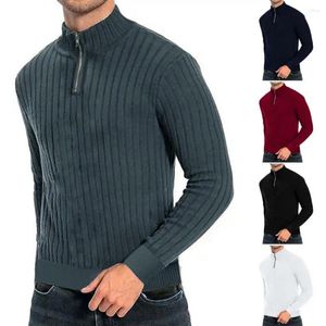 Мужские свитера 2024, осенний пуловер на молнии с полувысоким воротником, свитер для мужчин, теплая зимняя хлопковая трикотажная водолазка со стойкой