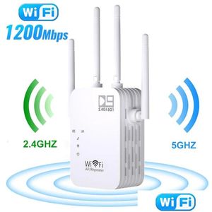 Routerów 5 GHz bezprzewodowy WIFI Repeater 1200 Mbps Router Booster 2 4G dalekiego zasięgu Extender 5G WI FI Sygnał Wzmacniacz 230712 Dostawa upuszcza CO DHIEY
