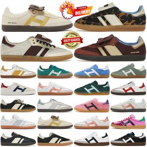 Originals Wales Bonner Running Shoes Homens Mulheres Designer Treinadores Preto Branco Gum Verde Escuro Ambiente Céu Brilhante Azul Rosa Brilho Mens Sapatilhas Sambe Sambea